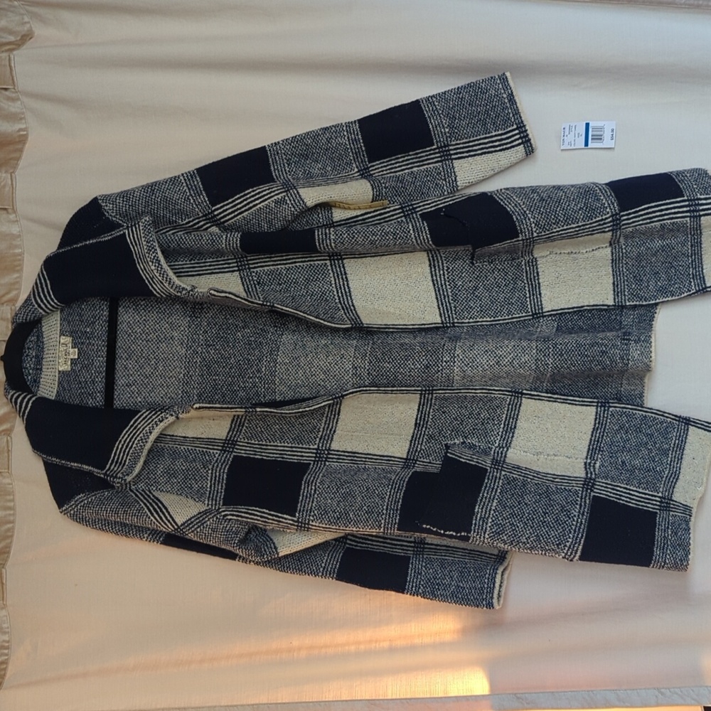 One World Blue Plaid Coatigan Sweater XL - Picture 3 of 7